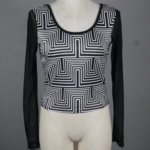 Scotty Geo print Sheer Long Sleeve Top